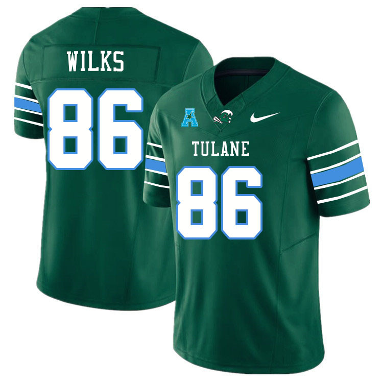 Tulane Green Wave #86 Andrew Wilks College Football Jerseys Stitched Sale-Green